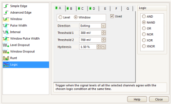 8 channel oscilloscope logic trigger