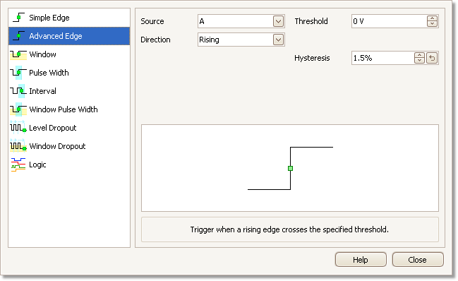 advanced triggers dialog