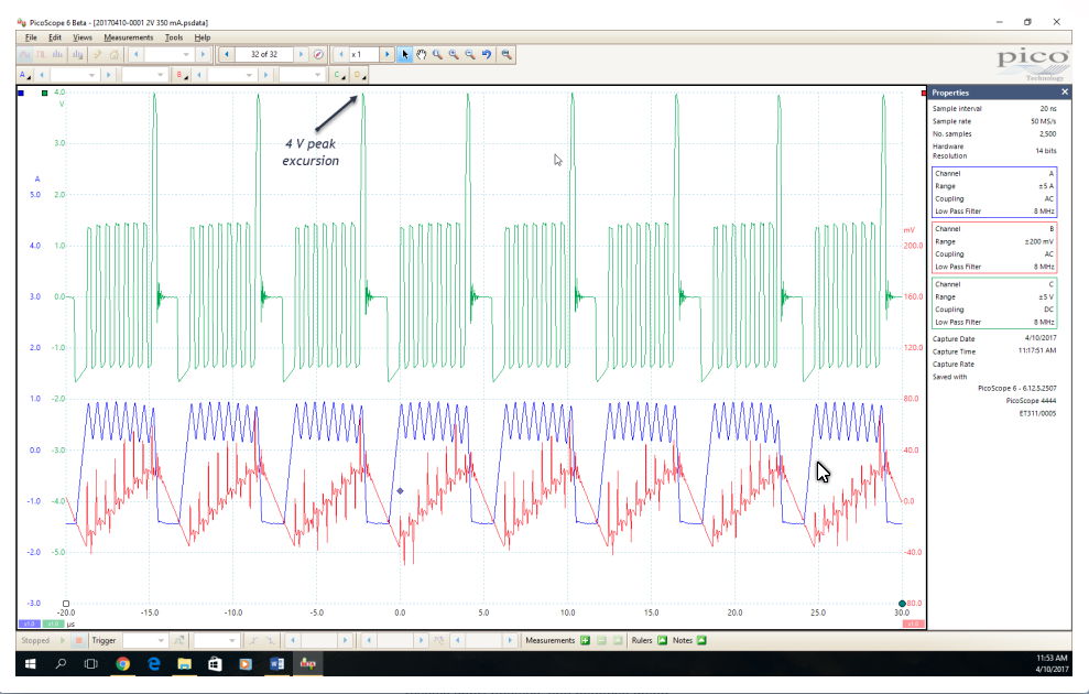 Step-up operation (VIN = 2.0 V, VOUT = 3.4 V and IOUT = 250 mA